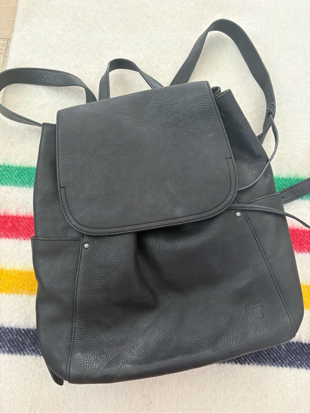 Frye Black Leather Backpack